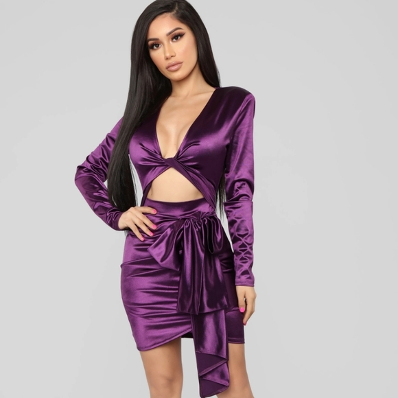 Purple Satin Dress - Picture 1 of 3
